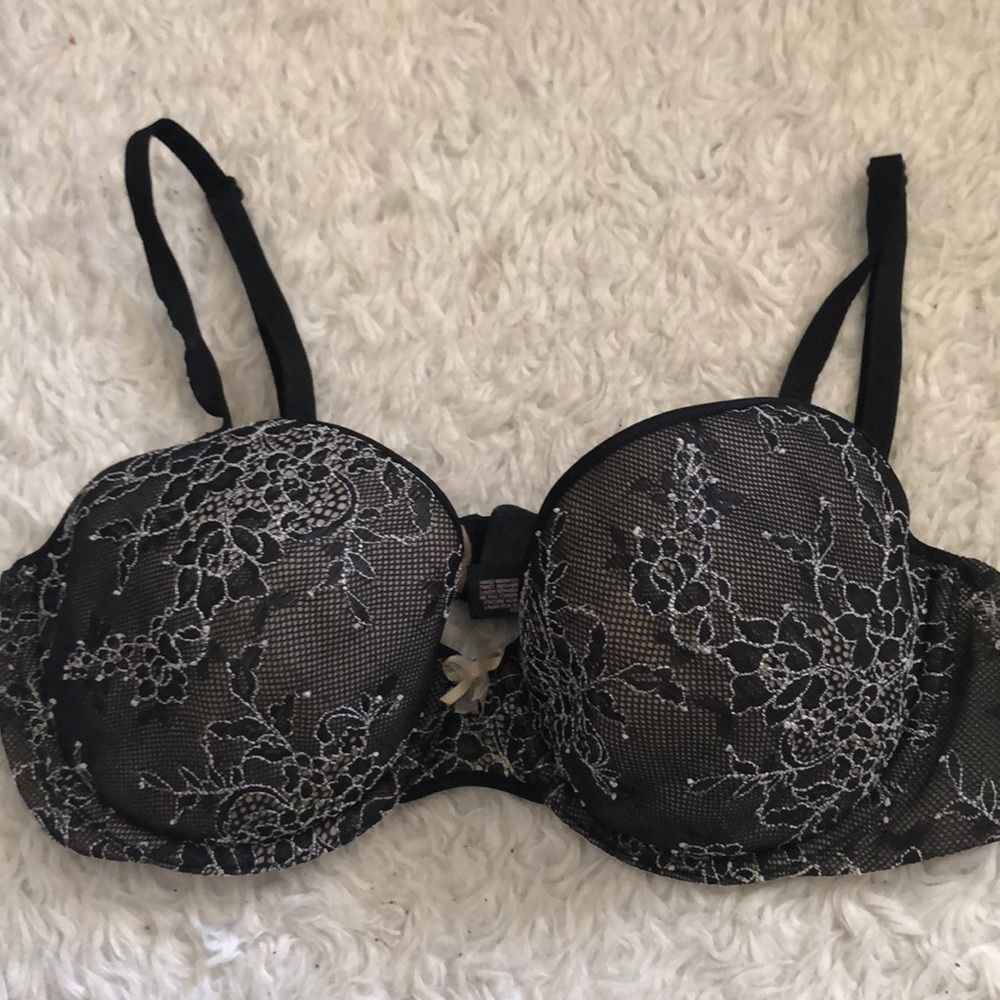 VS black lace unlined Demi bra